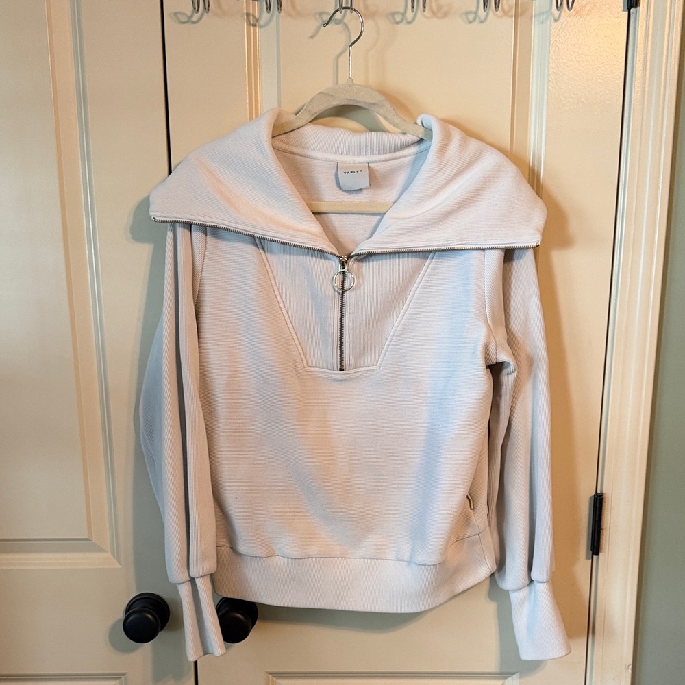 Varley Off-White Quarter-Zip Sweater